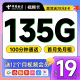 中国电信流量卡5G电信星卡雪月卡琥珀卡手机卡电话卡 不限速上网卡低月租全国通用 视频卡19元135G+1年会员，只发四川