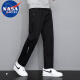 NASA MARVEL官方联名休闲男裤夏季运动长裤休闲舒适亲肤潮流学生宽松垂感 黑色平口 XL（建议125斤-140斤）