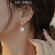 BMOI耳环女纯银 韩版简约时尚长款925银耳饰感单颗锆石耳坠 10MM