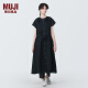 无印良品（MUJI） 女式 强捻 法国袖 连衣裙 女装裙子夏季 早春新品 BC2JGC4S 黑色 S(155/80A)
