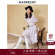 MAXRIENY印花蕾丝茶歇裙秋季不规则设计感连衣裙 紫花 M02