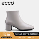 爱步（ECCO）时装靴 冬季简约通勤方头粗跟短靴皮靴女 型塑290633 灰粉色29063301386 36