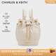 CHARLES&KEITH24夏新品绗缝菱格链条水桶包双肩包女CK2-10701506 Beige米色 M
