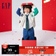 Gap男幼童2024春季新款LOGO撞色贴布绣V领开衫儿童装外套890200 灰色 110cm(4-5岁) 亚洲尺码