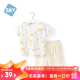 舒贝怡婴儿衣服短袖套装夏季男女宝宝纯棉儿童两件套薄款 满印黄 100CM