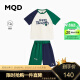 MQD男童夏装套装夏装新款polo领T恤儿童中大童两件套运动短袖潮 米白 140