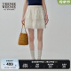Teenie Weenie小熊2024春夏新款法式设计感蕾丝塔克条半身裙短裙女 白色 (预售6月10号发货) S