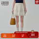 Teenie Weenie小熊半身裙女2024春夏新款法式设计感蕾丝塔克条半身裙短裙女 白色 S
