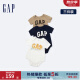 Gap婴儿春季2024新款LOGO纯棉连体衣儿童装404329开裆裤三件装 蓝棕白组合 80cm(9-18月)尺码偏小，选大一码