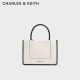 CHARLES&KEITH24春季新品拼接牛仔手提包帆布托特包女CK2-30701396 Cream奶白色 M