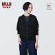 无印良品（MUJI）女式 防紫外线不易变形宽版开衫防晒衣服 女款长袖 早春新品 外套 黑色 XL 165/92A
