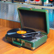 MZELI KING黑胶唱片机蓝牙音响便携式留声机黑胶片唱机电唱机复古一体机生日礼物情人节礼物复古怀旧礼盒包装 墨绿色