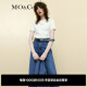MO&Co.ROKH设计师联名系列LOGO胶印圆领正肩短袖修身T恤上衣 本白色 M/165