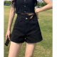 VYQA高端品牌 高腰牛仔短裤女 夏季新款小众高级设计感不规则显瘦裤子 黑色 M
