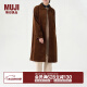 无印良品（MUJI）女式 木棉混 灯芯绒大衣中长款翻领外套女款秋冬季款风衣BDE91C3A 深棕色 XL(165/92A)