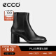 爱步（ECCO）靴子女 女鞋秋冬粗高跟切尔西靴保暖真皮女靴 雕塑222653 黑色22265301001 37