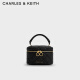 CHARLES&KEITH复古拼色菱格链条斜挎小包盒子包女CK2-80781893-2 Black黑色 S