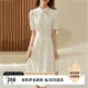 尚都比拉气质中长款旗袍改良版中国风连衣裙夏季小个子裙子 米白色 L 