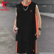 乔丹篮球服运动套装男2024夏季新款速干背心球衣t恤男短裤比赛两件套 黑色/原子橙 XL