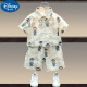 迪士尼（Disney）男童衬衣夏天薄款套装儿童服装小熊衬衫夏季两件套一岁半男孩衣服 杏色 100码 建议2-3岁 25-30斤