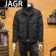 JAGR 潮牌 羽绒服夹克外套男新款潮流修身简约上衣冬装加厚男士羽绒衣 黑色 XL