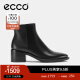 爱步（ECCO）靴子女 冬季粗跟牛皮女靴时尚通勤保暖短靴 型塑212303 黑色21230301001 37
