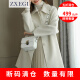 ZXEGI品牌女装年新款高端双面呢大衣女韩版双面绒大衣中长款毛呢外套女 混米白 S（90-110斤)