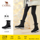 骆驼女鞋秋冬季新款雪地靴加绒高帮棉靴保暖短靴 A143036332，黑/白 37