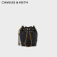 CHARLES&KEITH菱格链条水桶包单肩包腋下包女CK2-10781983 Black黑色 M