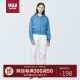 无印良品（MUJI）女式 紧密编织 运动衫 卫衣 女士女款 萨克森蓝-连帽 L 