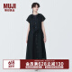 无印良品（MUJI） 女式 强捻 法国袖 连衣裙 女装裙子夏季 纯棉全棉 BC2JGC4S 黑色 S(155/80A)