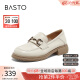 百思图（BASTO）2024春季商场新款超软羊皮乐福鞋小皮鞋女深口单鞋CB103AA4 米白色 37