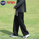 NASA BASE休闲裤男春夏季宽松垂感直筒裤男士青年阔腿潮牌百搭工装裤子 黑色 L
