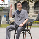 啄木鸟（TUCANO）中老年唐装男夏季冰丝棉爷爷短袖套装男中国风夏装爸爸冰丝老年人 深灰色【套装】冰丝透气 L 40/170