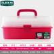老A(LAOA)12.5英寸糖果色家用透明塑料三层五金工具箱收纳箱 12.5‘’玫红色
