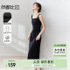 尚都比拉2025春秋法式连衣裙气质女神范裙子收腰显瘦背带裙 黑色 L