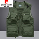 皮尔卡丹（pierre cardin）有大码多口袋马甲男户外坎肩中老年秋季薄款钓鱼宽松速干休闲工装 多口袋-军绿 818高质量 L 建议125-135斤