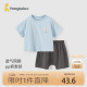 童泰婴儿套装夏季薄款宝宝外出衣服儿童短袖TS42X520A-DS蓝色110cm