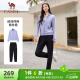 骆驼（CAMEL）运动套装女立领长袖两件套休闲运动服 C24CARLG641 兰瓣紫/黑 L