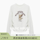 Basic House/百家好韩版小熊印花T恤秋冬褶皱收腰设计感白色上衣 白色 M
