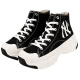 MLB高帮帆布鞋 增高舒适 男女同款休闲鞋子32SHU1111黑色 250