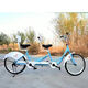 新款景点情侣亲子联排前后带小孩自行车成人男女双人代步 高配双人蓝色