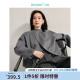 茵曼（INMAN）羊驼蚕丝双面呢外套2024冬女装新款高级感双排扣圆领短款大衣上衣 雅典灰 S