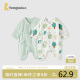 童泰（TONGTAI）婴儿连体衣夏纯棉衣服初生宝宝蝴蝶哈衣爬服提花绿色66cm