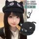 班迪猴日系猫耳朵贝雷帽女春夏cos流浪者童话猫八角帽可爱黑色画家帽 黑色 【可爱百搭】 均码 帽围(54-60c)