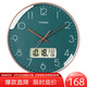 Timess 挂钟电波钟客厅万年历2025新款钟表简约日历时钟自动对时挂墙表 孔雀绿35CM电波款