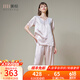 美标（MEIBIAO）送爱人礼物短袖真丝睡衣女春夏19姆米重磅套装100%桑蚕丝绸家居服 灰粉 短袖七分裤套装 L (165/88A)