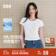 森马（Semir）代露娃|短袖t恤女短款修身圆领内搭25夏凉感V领上衣109325100006
