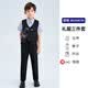 罗蒙男童礼服套装西装儿童国风新中式刺绣马甲毕业演出服 黑色160