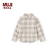 无印良品（MUJI）大童 法兰绒长袖衬衫儿童衬衣男童女童 童装25年秋季纯棉CB1PFA5A 米白色格纹 150 /76A